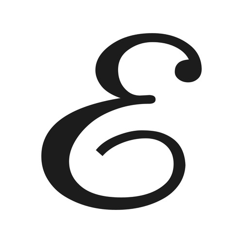 Script letter initial font - e,