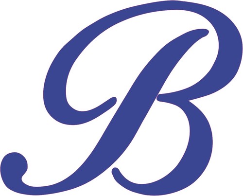 Blue cursive b - x,
