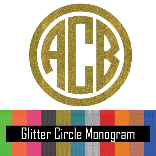 Glitter circle monogram - glitter, vinyl