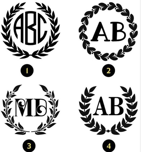 Wreath monogram vinyl decal - wreath,